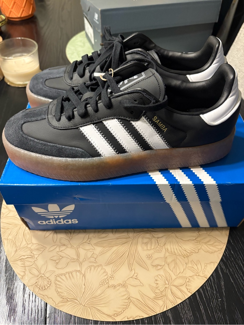 adidas Samba Black & White with Gum Outsole Sneakers